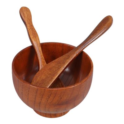 Beaupretty Wooden Facial Mask Mixing Bowl Kit Face Mask Bowl Mixing Spatula Facial Skin Care Accessories