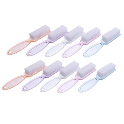 DEARMAMY 10-Piece Long Handle Nail Brush Set Handle Grip Scrub Brush for Fingernail Cleaning Soft and Stiff Bristles for Men and Women for Nail Art and Grooming