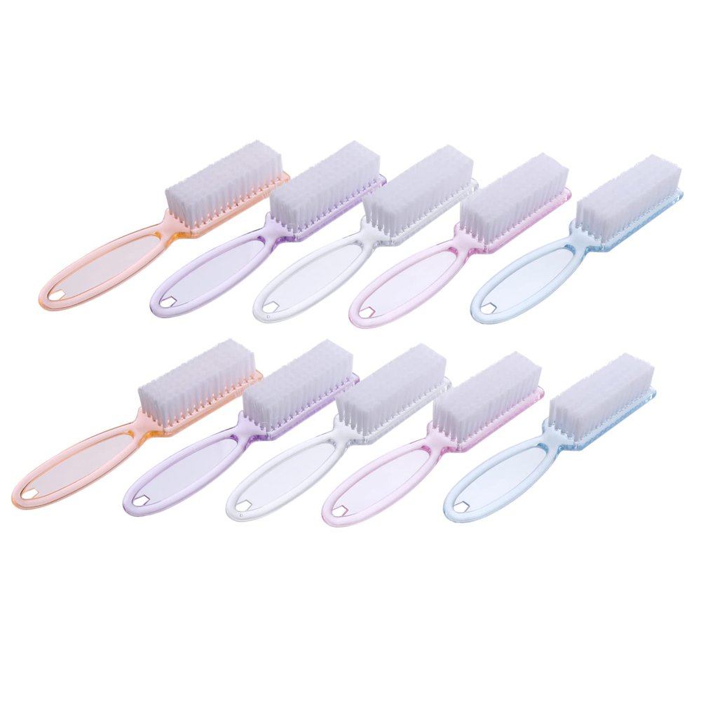 DEARMAMY 10-Piece Long Handle Nail Brush Set Handle Grip Scrub Brush for Fingernail Cleaning Soft and Stiff Bristles for Men and Women for Nail Art and Grooming