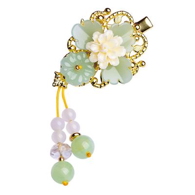 DEARMAMY Vintage Flower Hair Barrette with Tassel Elegant Hanfu Hair Clip for Women for Weddings and Parties Unique Chinese Accessories to Enhance Your Look