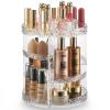 360 Rotating Makeup Organizer Diamond Design - Adjustable Shelf Height and Fully Rotatable - The Perfect Round Spinning Cosmetic Organizer for Bedroom Dresser or Vanity Countertop Storage (Clear) view 1