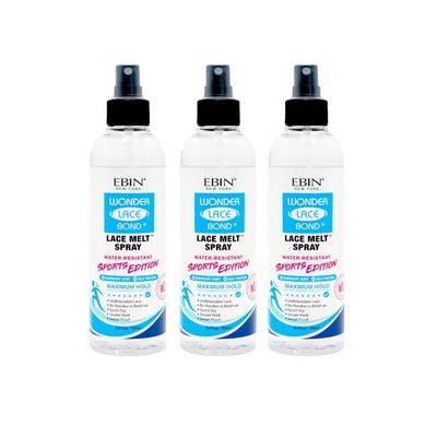 EBIN NEW YORK Wonder Lace Bond Lace Melt Spray Sports Edition Max Hold Wig Spray for Active Wear  Infused with Rosemary Mint  Strong Grip for Active Wear  Travel Size  Gift Set (3 pack)