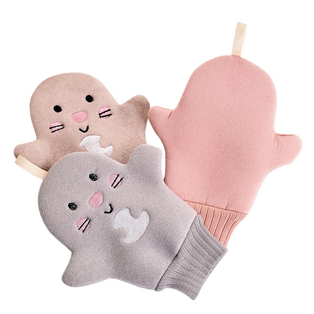 BCOATH 3pcs Korean Body Scrub Mitt Unisex Washcloths for Bath Exfoliating Gloves Random Color