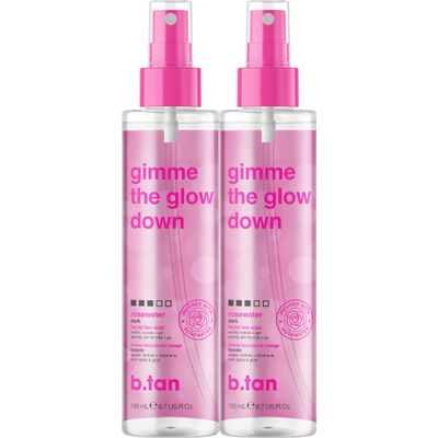b.tan Clear Face Tan Mist Bundle | Gimme The Glow Down - Facial Tanner Spray, Gradual Bronzing Sunless Tanning Water, Infused with Rosewater, No Fake Tan Smell, 6.7 Fl Oz, Pack of 2