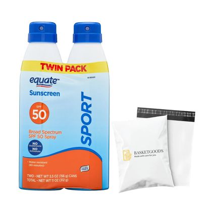 Equate Sunscreen SPF 50- Sport Broad Spectrum Spray (pack of 2), Set By Basket Goods