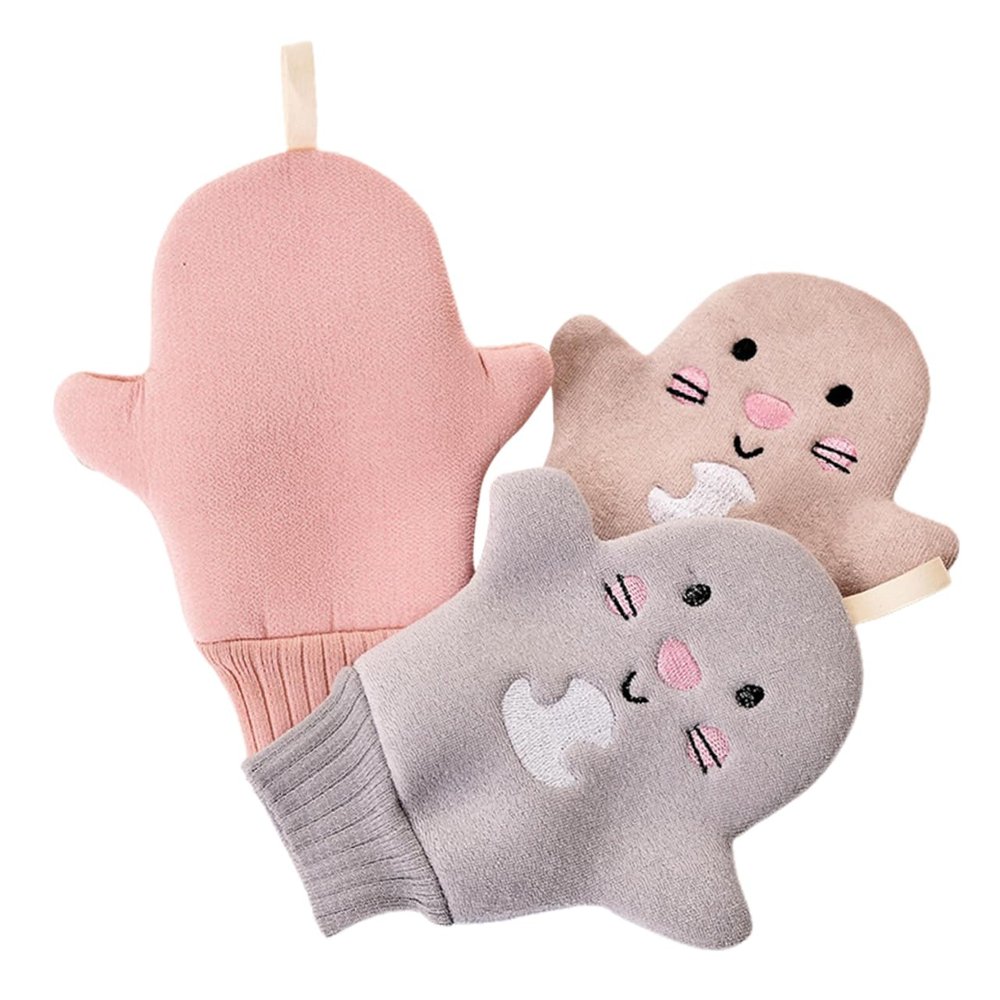 FOMIYES 3pcs Exfoliating Bath Towel Gloves Korean Body Scrub Mitts Shower Cleaner Mittens Unisex Bathing Glove Random Color