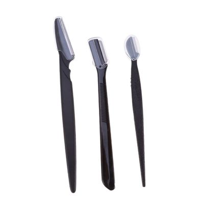 Healvian 3pcs Portable Eyebrow Razor Set Stainless Steel Trimmer Makeup Tool Kit for Women Girls Travel Non-slip Handle