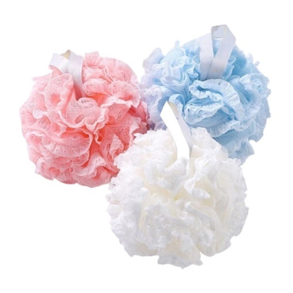 3PC Soft Mesh Back Brush - Exfoliating Bath Sponge Balls for Men & Women - Nylon Shower Scrubber for Deep Cleaning