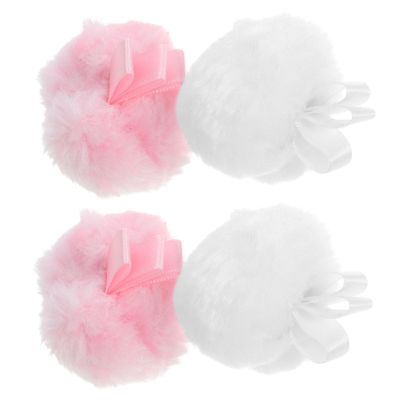Beaupretty 4Pcs Fuzzy Ball Makeup Powder Puff Soft Facial Cleaning Pads for Women Portable Dry Powder Box Design for Cheek Color Application