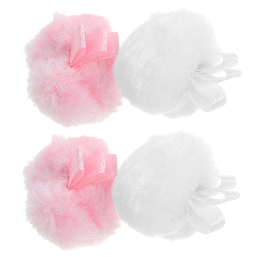 Beaupretty 4Pcs Fuzzy Ball Makeup Powder Puff Soft Facial Cleaning Pads for Women Portable Dry Powder Box Design for Cheek Color Application