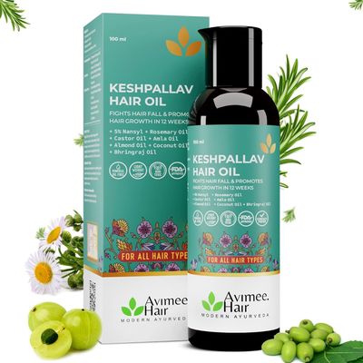 A'VIMEE HAIR OIL |Keshpallav Hair Oil | Promotes Hair Growth & Reduces Hair Fall | With Rosemary, Castor, Amla, Coconut and Bhringraj Oil | Hair Oil For Men & Women 100ml