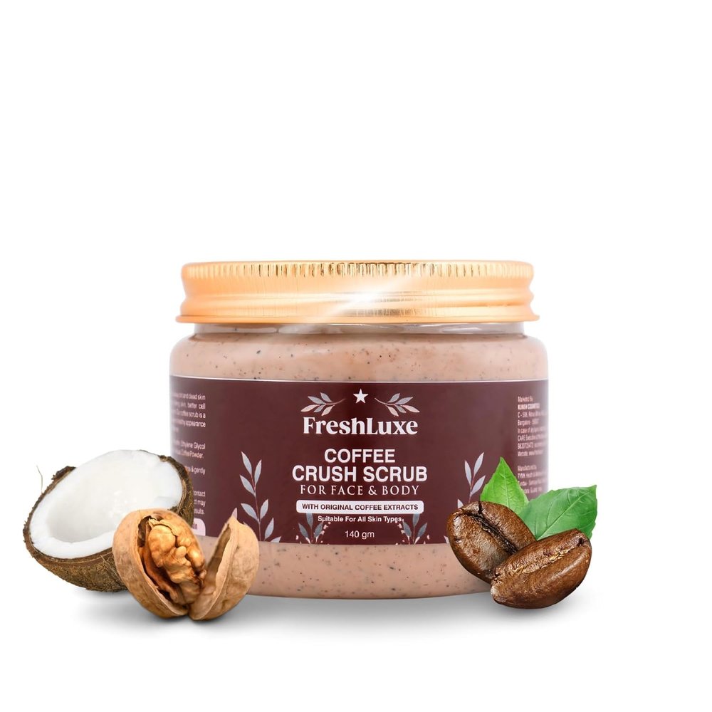 F.r.e.s.h-Luxe Coffee Crush Body and Face Scrub | Exfoliation & De-Tan | Enriched with Walnut Powder | For Unisex 140g