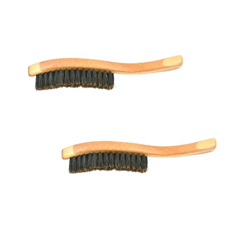 FRCOLOR Beard Brush for Men 2Pcs Long Handle Portable Beard Styling Tools Soft Boar Bristle for Travel and Daily Use