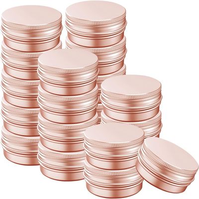 2 Ounce Aluminum Tin Jar with Screw Cap 60mL Tin Cans Refillable Containers for Cosmetic, Lip Balm, Cream, Lotion, Balms, Spices, Salve, Rose Gold 80 Pcs