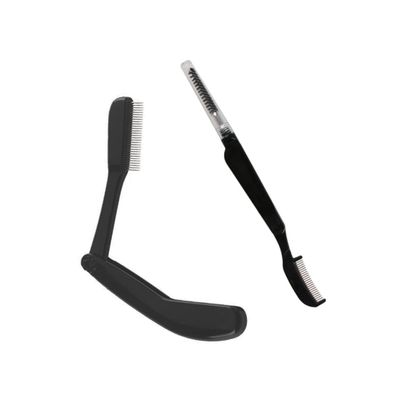 VALICLUD 2pcs Foldable Eyebrow Comb Durable Stainless Steel Plastic Handle Grooming Tool for Women and Portable Eyebrow Brush with Fine Pins for All Brow Types