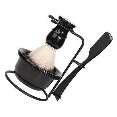 Beavorty 1 Set Men Manual Shaving Kit Complete Shaving Set with Brush Foaming Bowl Stand for Hair Salon Use Durable and Easy to Clean for Professional Grooming