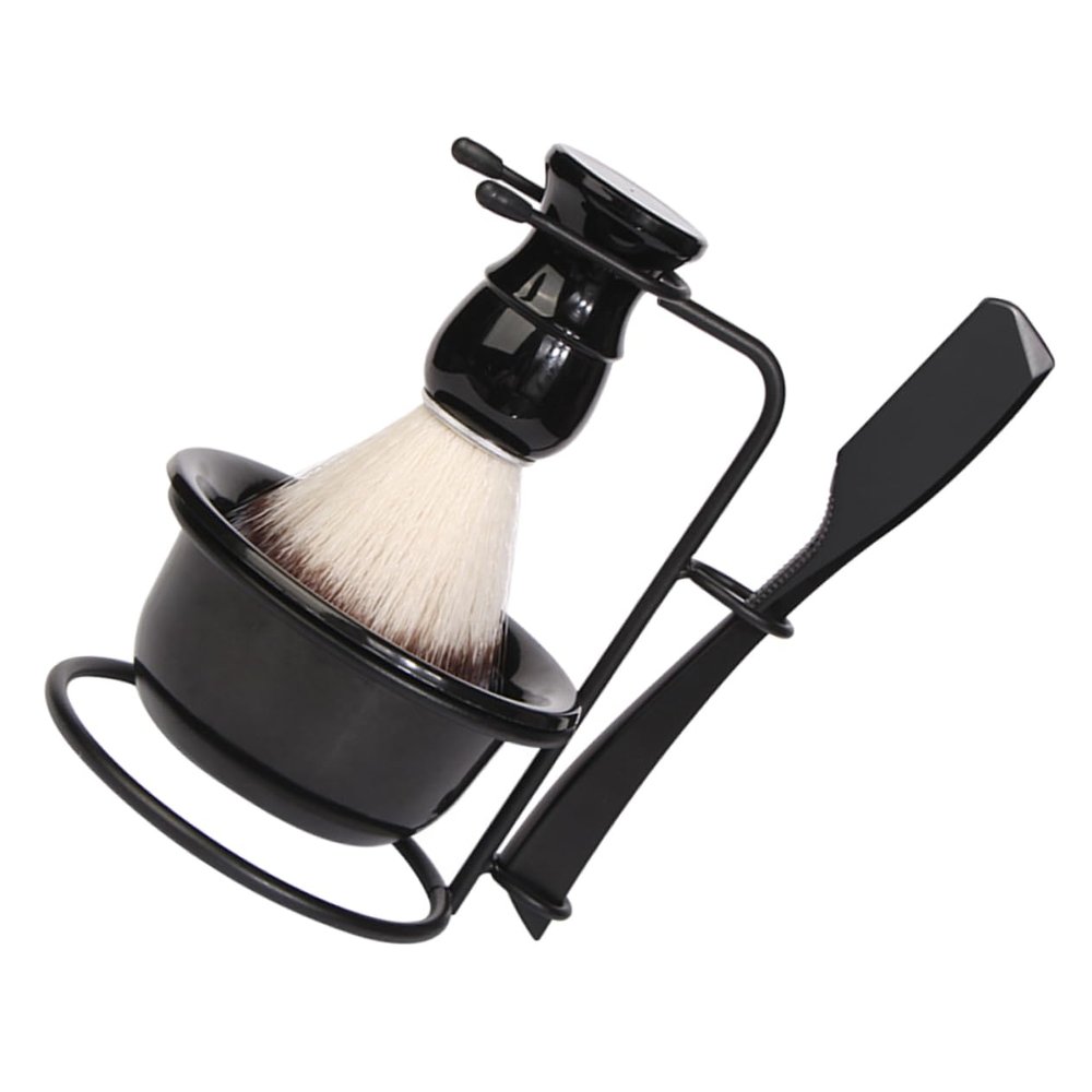 Beavorty 1 Set Men Manual Shaving Kit Complete Shaving Set with Brush Foaming Bowl Stand for Hair Salon Use Durable and Easy to Clean for Professional Grooming