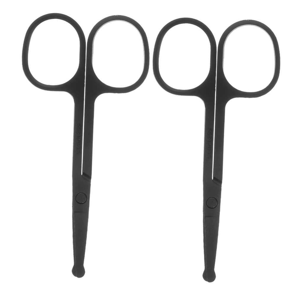 PartyKindom 2Pcs Rounded Head Scissors Hair Scissors for Eyebrow Nose Beard Trimming Safe Portable Grooming Tools for Men Women
