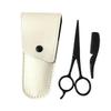 BIUDECO 3Pcs Beard Scissors Set Stainless Beard Trimming Tool for Care Includes Black Scissors Apricot Leather and Small Comb for Grooming and Styling view 1