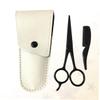 BIUDECO 3Pcs Beard Scissors Set Stainless Beard Trimming Tool for Care Includes Black Scissors Apricot Leather and Small Comb for Grooming and Styling view 4