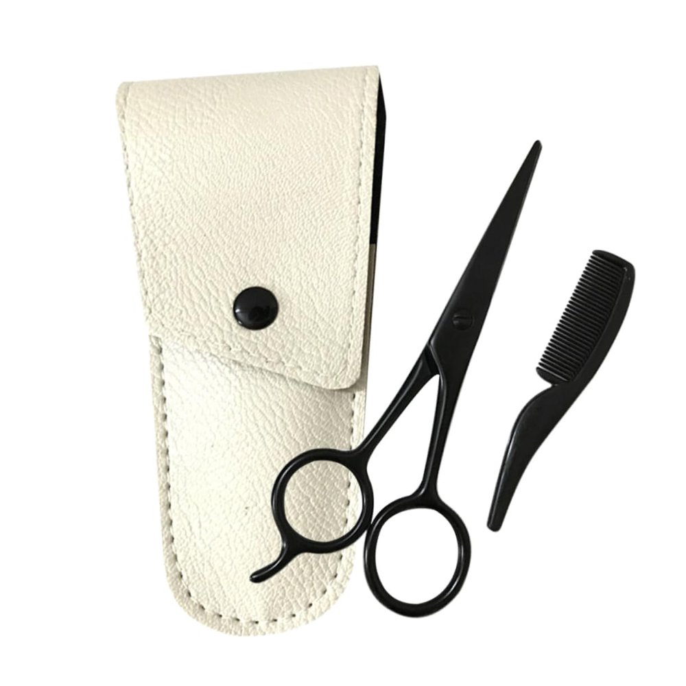PartyKindom Beard Care Tool Set 3-Piece Grooming Kit Stainless Steel Beard Scissors Precision Trimming Shears and Small Comb for Men