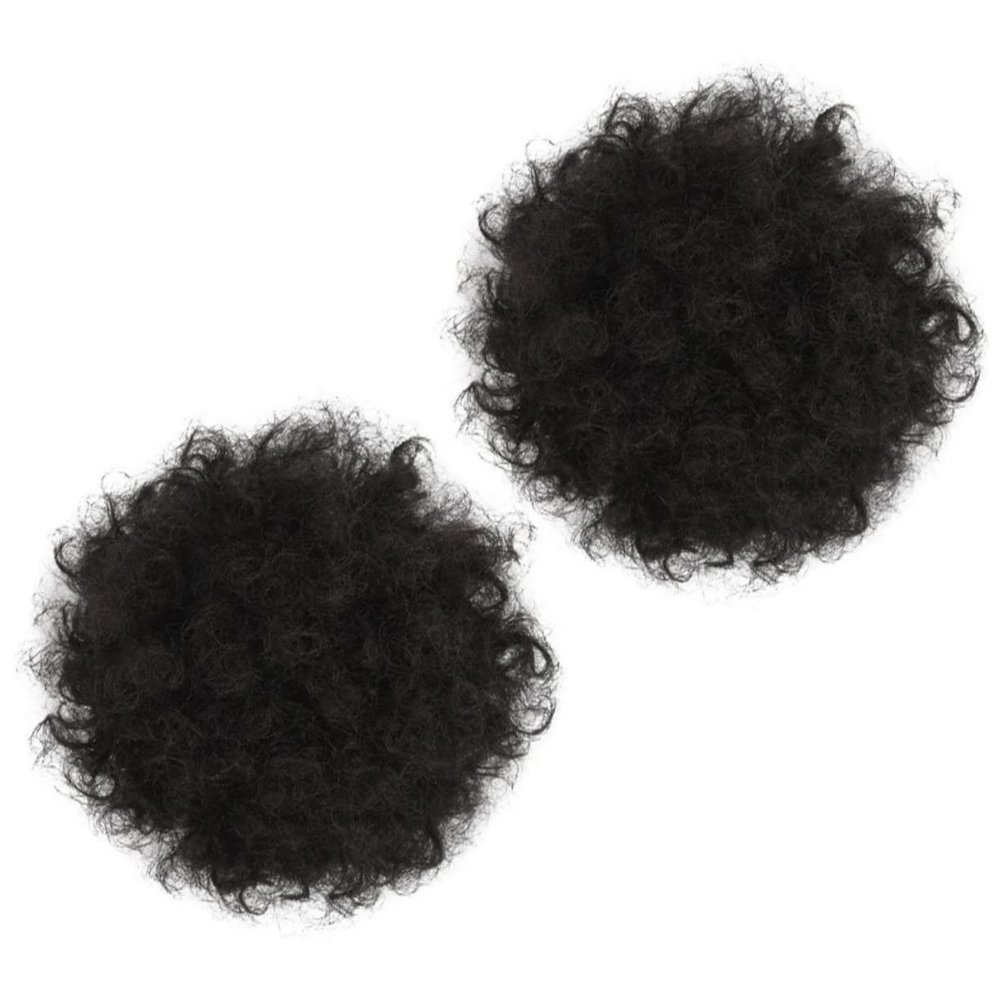 BESTYASH 2pcs Afro Bun Hair Extensions Curly Hairpiece Clips for Updos Lightweight Synthetic Chignon Hair Buns Accessory for Women
