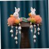 FRCOLOR 2Pcs Bunny Hair Barrettes with Balls and Dangle Tassels Cute Ancient Style Hair Clips for Women for Weddings Parties and Daily Wear view 2