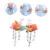 FRCOLOR 2Pcs Bunny Hair Barrettes with Balls and Dangle Tassels Cute Ancient Style Hair Clips for Women for Weddings Parties and Daily Wear view 3