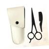 Vaguelly 3pcs Beard Care Tool Set Stainless Steel Small Scissors Comb and Apricot Leather Case Precision Trimming Kit for Men Grooming view 3