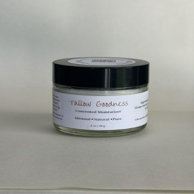 100% Grass-Fed Tallow Moisturizer Whipped Suet Balm with Essential Oils | Natural Skin Hydration | Choose from Lavender or Unscented (2 ounces, Unscented)