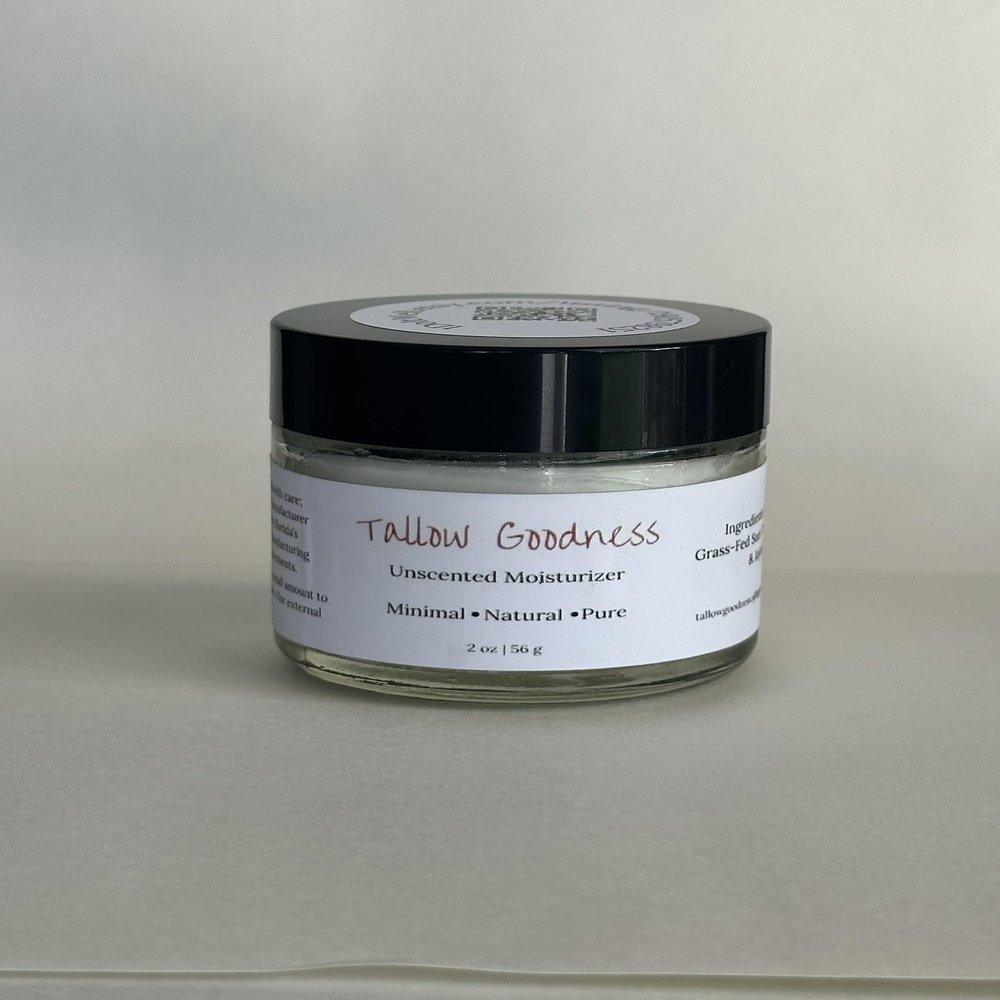 100% Grass-Fed Tallow Moisturizer  Whipped Suet Balm with Essential Oils | Natural Skin Hydration | Choose from Lavender or Unscented (2 ounces, Unscented)