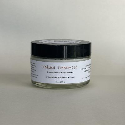 100% Grass-Fed Tallow Moisturizer  Whipped Suet Balm with Essential Oils | Natural Skin Hydration | Choose from Lavender or Unscented (2 ounces, Lavender)