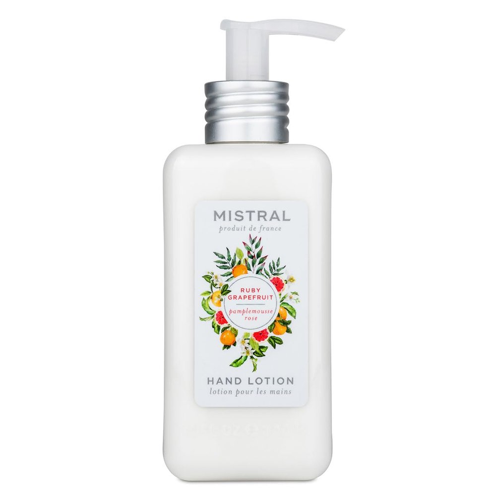 Mistral Ruby Grapefruit Hand Lotion, Organic Olive Oil and Aloe Vera, Non-Greasy Formula, Made in France