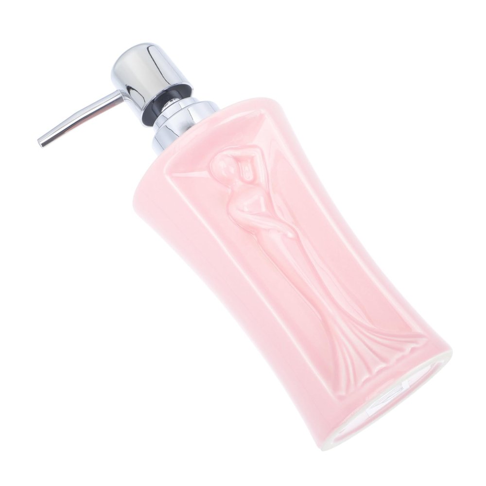 IWOWHERO 1Pc Ceramic Refillable Shampoo Bottle with Pump Stylish Bathroom Lotion Dispenser Mermaid Elegant Design for Travel and Home Toiletries Convenient Liquid