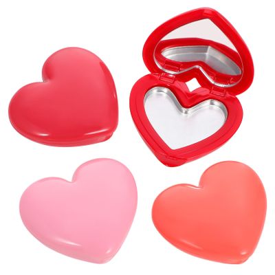 Beaupretty Heart Shape Lipstick Case Mirror 4pcs Empty Makeup Organizer for Lip Balm Eyeshadow and Blush Female Travel and Daily Use