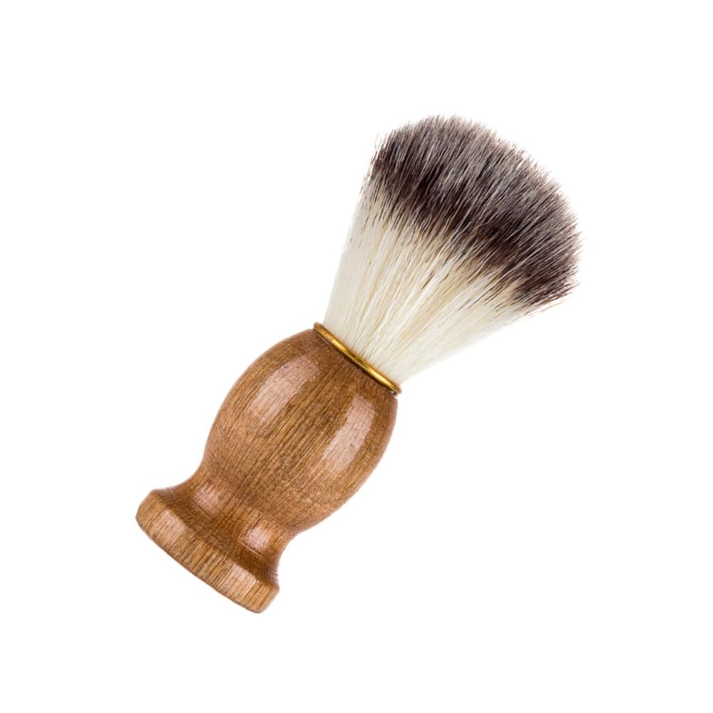 OATIPHO Natural Wooden Handle Beard Brush for Men Professional Nylon Hair Shaving Tool for Facial Care Easy to Use present for Father Day and Birthdays