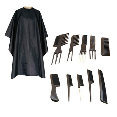 SAFIGLE 11-Piece Men's Hairdressing Tool Set Combs Brushes and Apron for Hair Cutting and Beard Styling Tools Professional Barber Kit in Black