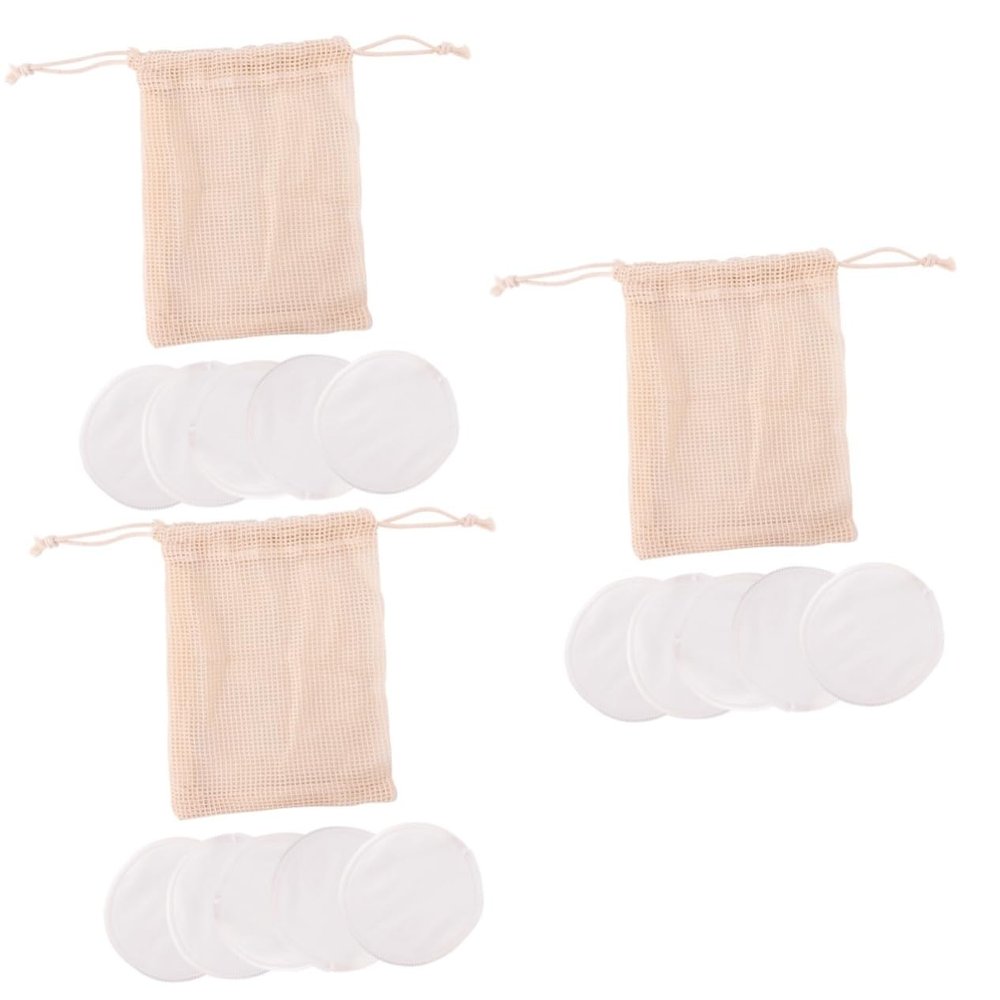 Beaupretty 3sets Reusable Makeup Remover Pads Set Washable Fiber Facial with Storage Bag Pads for Gentle Makeup Removal and Skin Care 6pcs*3