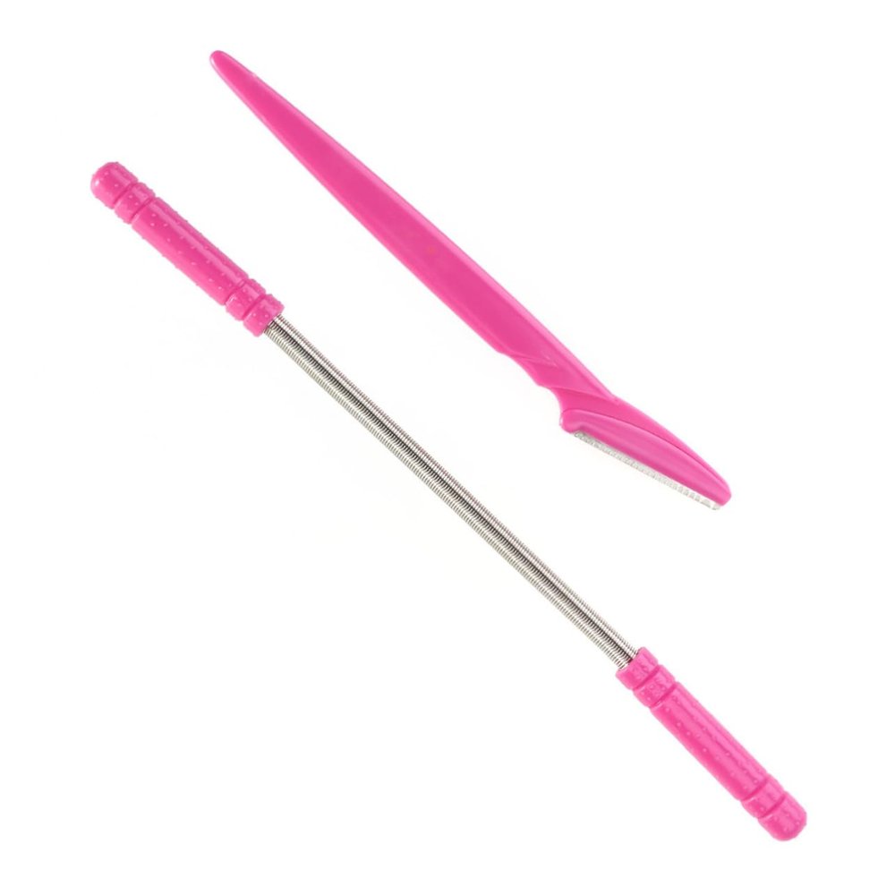 DEARMAMY 2Pcs Spring Epilator Eyebrow Razor for Women Face Hair Removal Painless and Easy to Use for Forehead Cheeks Upper Lip and Chin Pink