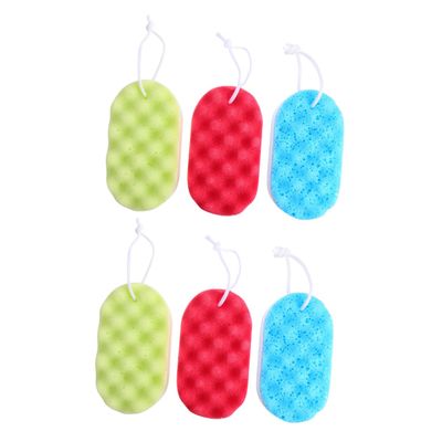SHERCHPRY 6pcs Triple-Layer Exfoliating Bath Sponge Set Soft Body Scrubber for Adults Gentle Cleansing and Massage for Shower and Bath Random Color