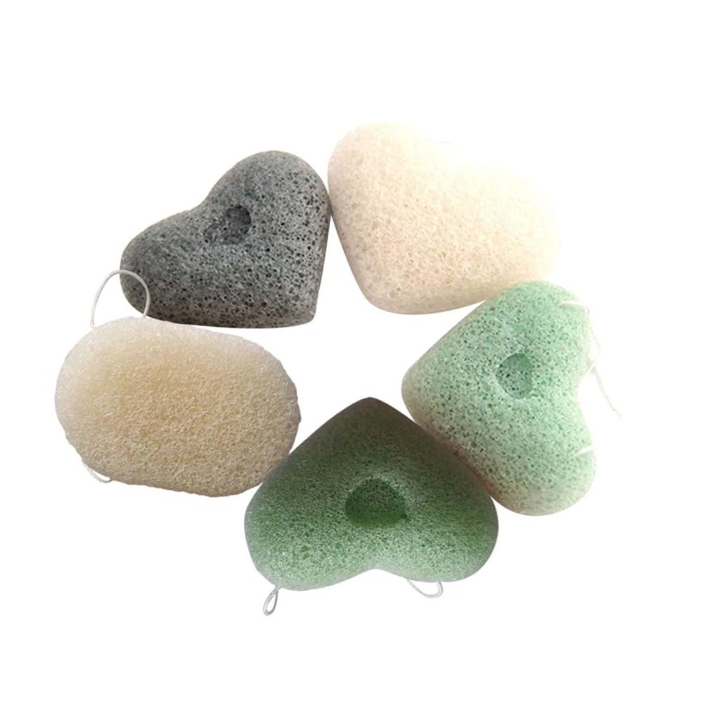 Beaupretty 5pcs Facial Sponge Heart-Shaped Sponges for Makeup Removal and Skin Massage