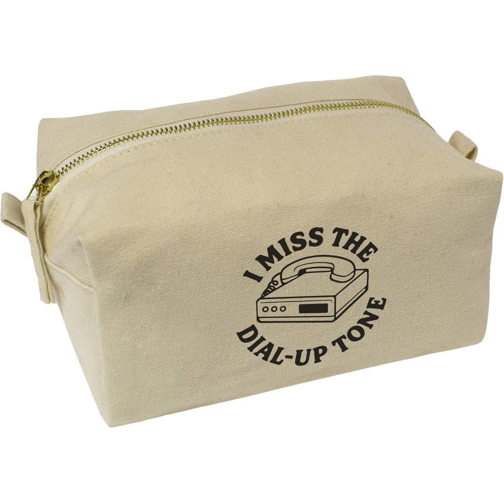 Azeeda 'I Miss The Dial-Up Tone' Canvas Wash Bag/Makeup Case (CS00044539)
