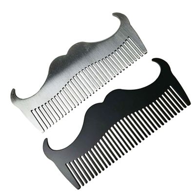 Beaupretty 2Pcs Stainless Steel Beard Comb for Men Goatee Hair Styling Combs Durable Rustproof Barber Accessories for Grooming Compact Convenient for Personal