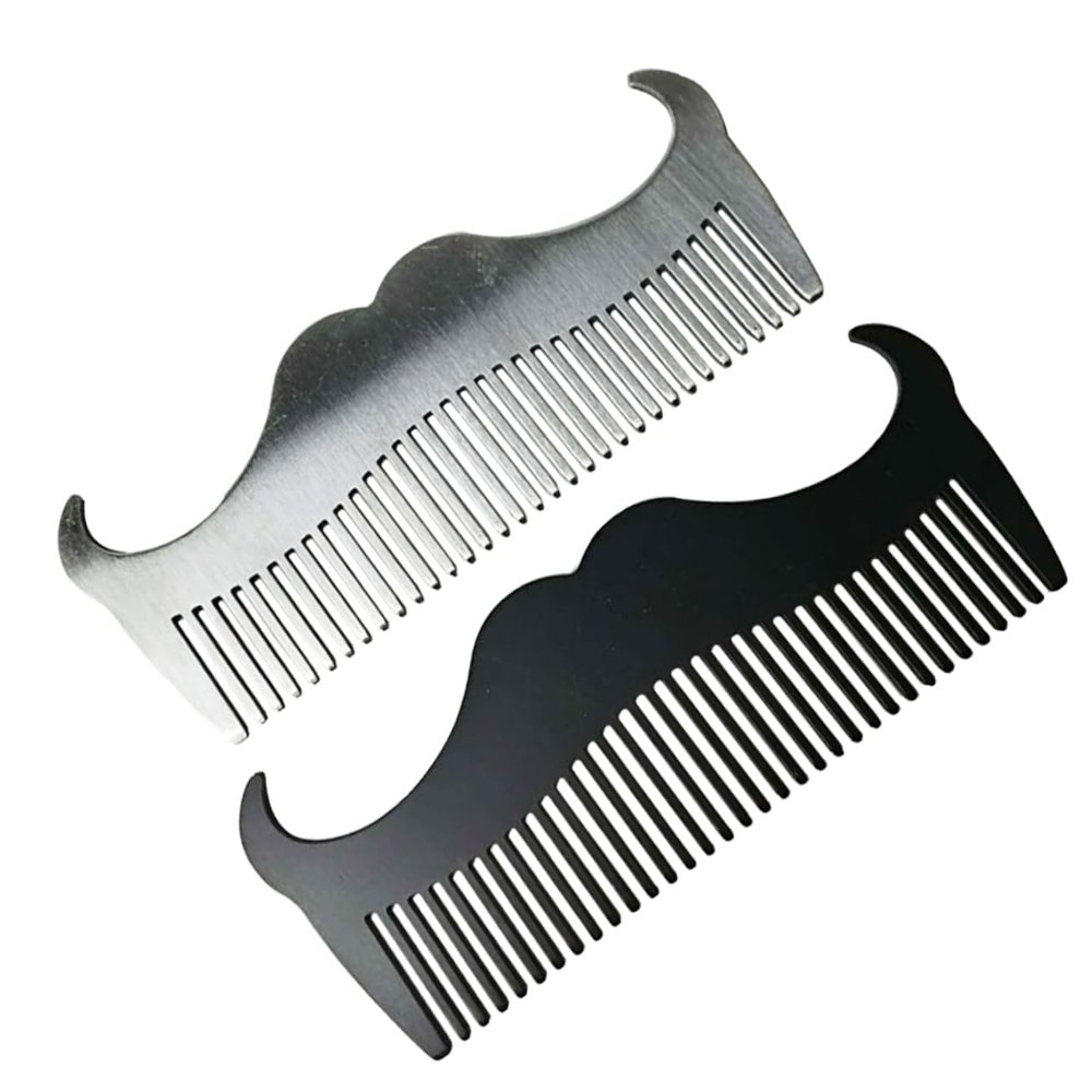 Beaupretty 2Pcs Stainless Steel Beard Comb for Men Goatee Hair Styling Combs Durable Rustproof Barber Accessories for Grooming Compact Convenient for Personal