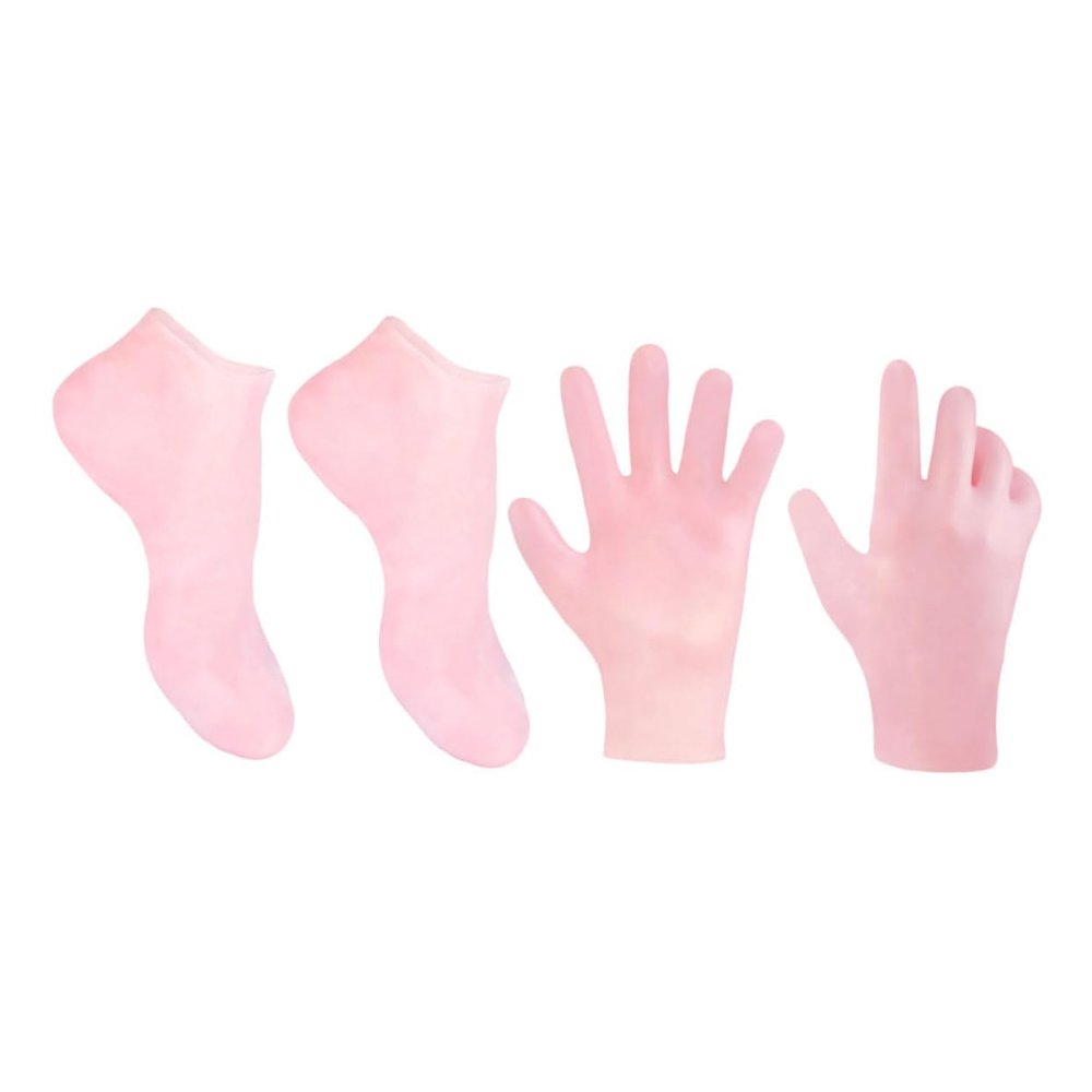 DONFAMDS Moisturizing Exfoliating Gloves and Socks Set 2 Pairs Callus Remover and Foot Care for Dry Cracked Skin Reusable Foot Moisturizer