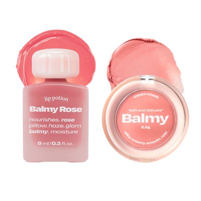 alternativestereo Lip Potion Balmy Rose No.4 Honey Coral & Balmy Cream Cheek No.3 Milky Peach