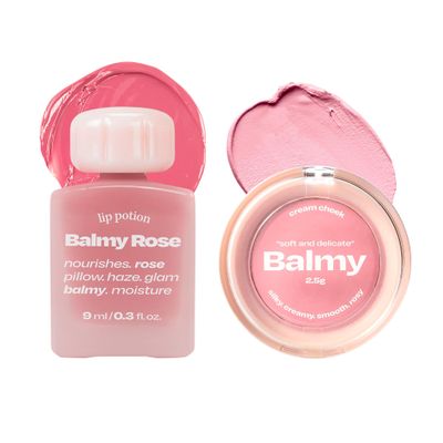 alternativestereo Lip Potion Balmy Rose No.2 Blush Pink & Balmy Cream Cheek No.2 Strawberry Milk