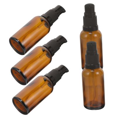 LALADEFIEE 6pcs Travel Glass Bottles Pump Refillable Oil Bottles Lotion Dispensers for Toiletries