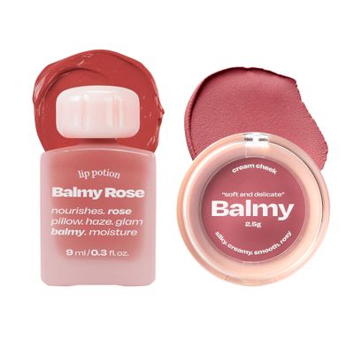 alternativestereo Lip Potion Balmy Rose No.5 Peach Brulee & Balmy Cream Cheek No.5 Tender Rose
