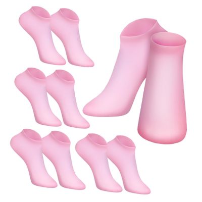 DECORNIJIA 5Pairs Moisturizing Silicone Socks for Foot Care Elastic Gel Socks for Dry Cracked Feet Comfortable and Durable Foot Soaking Socks for Womens Foot Moisturization